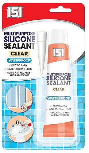 Waterproof Silicone Sealant Clear General Purpose Easy To Apply Ideal For Kitchen Bathroom Sink Shower Bath Mould Resistant 70gm