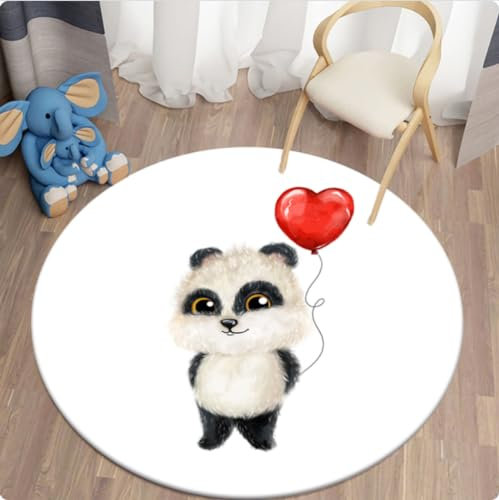 CKSEKD Wohnkultur Badezimmermatte Karikatur Panda Rundteppich Wohnzimmer Kinderzimmer Teppich Teppich Tierteppich 200 cm Durchmesser