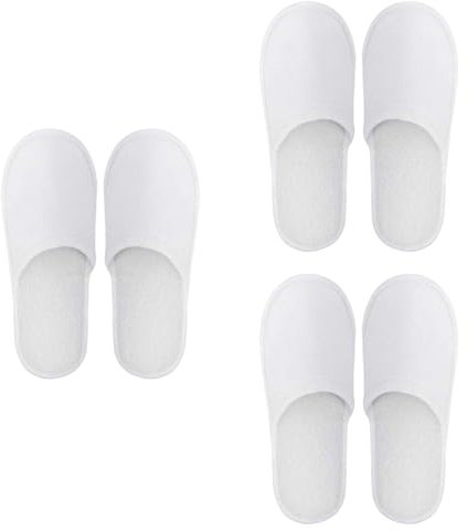 Chaussons Hotel,SPA Pantoufles,3 Paires Chausson SPA,Chaussons Fermés Jetables,Pantoufles Jetables,Pantoufles Jetable d'intérieur,Bout Fermé Pantoufles Jetable,Chausson Jetable(Taille UE 37-43, Blanc)