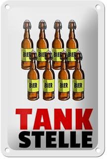 FEMER Blechschild Alkohol 12x18cm Tankstelle (Bierflaschen)