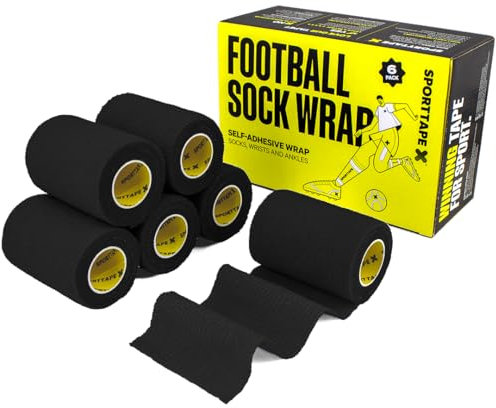 SPORTTAPE 6 Rollen verband selbstklebend - 7,5 cm x 4,5 m - Schwarz - Kohäsive bandage für erste hilfe, kompression, sportverletzungen und tierarztwickel für Hunde und Pferde