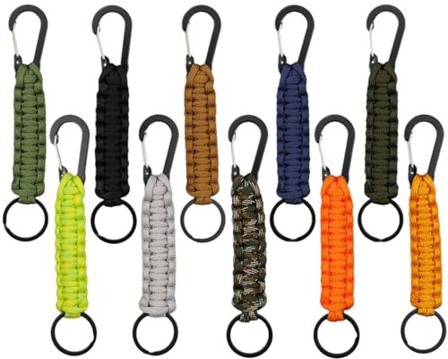 duisoad 10 Stück Paracord Schlüsselanhänger, Paracord Anhänger Geflochtenes Lanyard für Klettern im Freien, Wandern, Radfahren, Camping