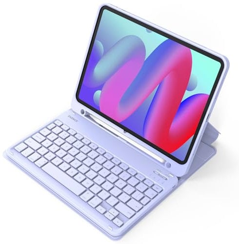 Inateck Case with Keyboard for iPad 10th Gen 2022/11th Gen A16 2025 11 Inch, Detachable Keyboard for iPad Air 11 M3 2025/M2 2024, Air 6/5/4, Pro 11 4/3/2/1, with Pencil Holder, KB04002 Purple