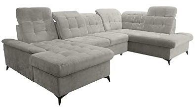 Robin Inspire Ecksofa Mit Schlaffunktion 2 Bettkasten U Form Sofa Eckcouch Schlafcouch Freistehend Verstellbare Sitztiefe Rückenhöhe Neo 343 x 210 x 90 cm Rechts Warmgrau