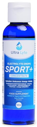 Ultra Lyte Elektrolyt-Tropfen Sport Plus – Keto-Elektrolytunterstützung für schnelle Hydratation, Zuckerfrei, Glutenfrei, Muskelkrampflinderung, 120ml Flasche, für Athleten und aktive Personen
