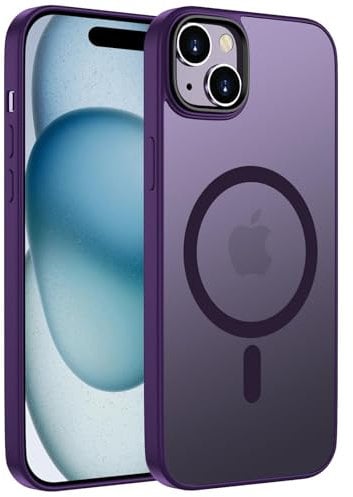 ORDA Magnetisch Hülle für iPhone 15 6,1 Zoll Kompatibel mit MagSafe,Handyhülle für iPhone 15 Case Durchscheinende Matt Rückseite Dünn Stoßfest Schutzhülle Lila