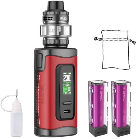 E Zigarette Starterset,Smok 230W MORPH 3 KIT mit 5 ml T-Luft Untertank und 2 * wiederaufladbaren Batterien,Leck-Proof Shisha Starter Set, Ohne E-Liquid, Ohne Nikotin (rot)