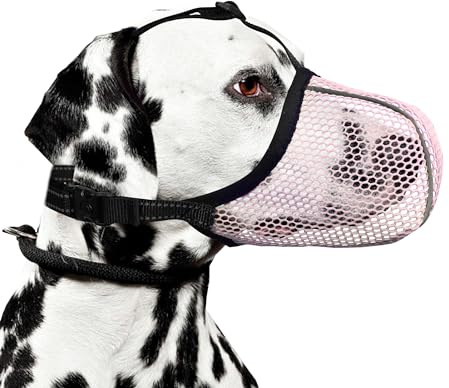 JOYPAWS Maulkorb für Hunde, atmungsaktiv, weich, für große Hunde, verhindert Bellen und Kauen, reflektierender Verstellbarer Korbmaulkorb für Beagle, Rosa, L