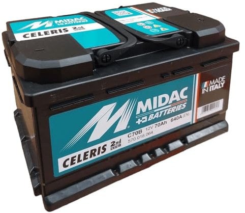 Generico MIDAC C70B BATTERIA AVVIAMENTO AUTO 12V 70 AH SPUNTO MAGGIORATO 640A. MISURE: 275 X 175 X 175. PRODOTTO DI ALTISSIMA QUALITA'. MADE IN ITALY.
