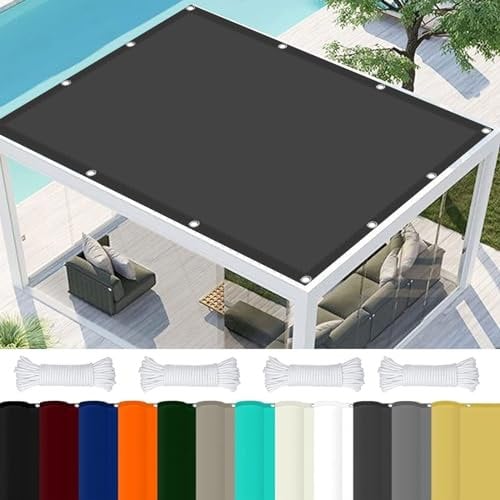 Telo Copertura Pergolato 3 x 4 m 98% Protezione UV Telo Parasole con Fune per Giardino, Balcone, Piscina, Grigio Scuro
