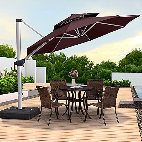 asdchZen Outdoor Market Freitragender Sonnenschirm, Versetzt Hängender Terrassenschirm Für Rasen, Garten, Terrasse, Hinterhof, Pool, 3,5 X 3,5 M