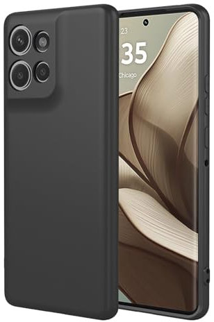 BORYA Silicone Cover per Motorola Edge 50 Neo, Morbida Setoso Tocco Ultra Sottile Antiurto Custodia, Elegante Antigraffio Premio TPU Caso con Fodera Microfibra. Nero