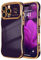 LCHULLE for iPhone 16 Pro Max Case for Women Girls,Cute Curly Wave Frame Shape Love Heart Pattern Phone Case,Raised Camera Protection Plating Shockproof Cover for iPhone 16 Pro Max 6.9,Dark Purple
