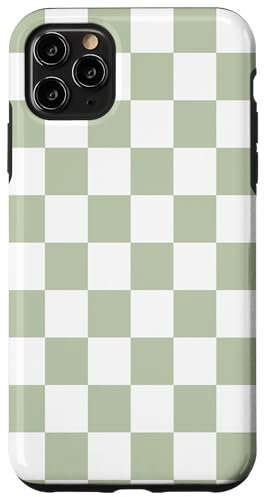 iPhone 11 Pro Max Sage Green Checkered Sage Green And White Checkered Case