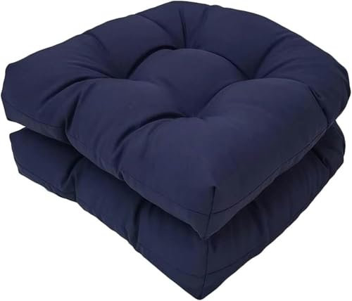 Juego de 2 cojines para sillas de exterior, cojines de suelo para muebles de patio, 19 x 19 pulgadas, en forma de U, cojines para sillas de comedor, muebles de jardín, cocina, comedor, cómodos y