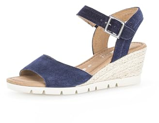 Gabor Damen Keilsandalen, Frauen Sandalen,Wedge-Heel,Sommerschuhe,Freizeitschuhe,offene Schuhe,Strandschuhe,hoch,Marine (Jute),43 EU / 9 UK