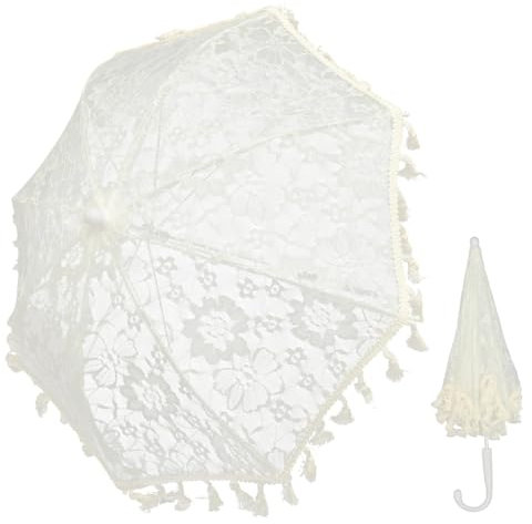 CALLARON Vintage Lace Umbrella Wedding Day Bridal Craft Flower Parasol for Women