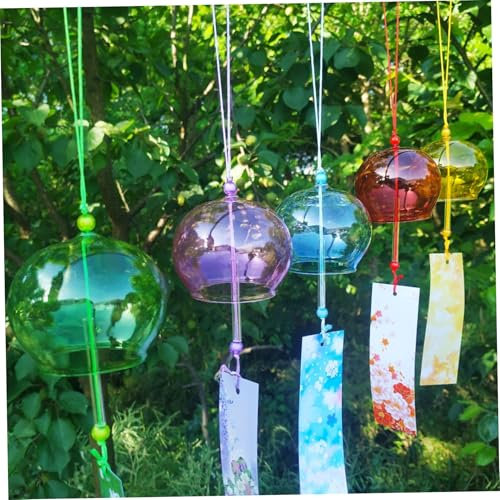 6 pcs Japonais Carillon de Vent, 15, 8 Pouces gigantesque Carillon de Vent en Verre avec Carte, décoration Japonaise pour extérieur ou intérieur
