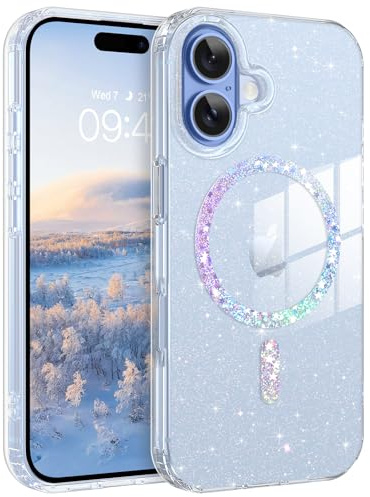 GaoBao Magnetic for iPhone 17 Case Clear,[Compatible with MagSafe] Glitter Bling Phone Case Soft TPU Bumper Women Girls Cute Shockproof Transparent Sparkly Protective Cover for iPhone 17,2025,Clear