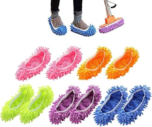 5 Pares (10 Piezas) Fundas de Zapatillas de Limpieza, Extraíbles y Lavables – Zapatillas para Fregar, Fundas Multifuncionales – Para Limpiar Suciedad, Polvo y Cabello del Suelo en Casa