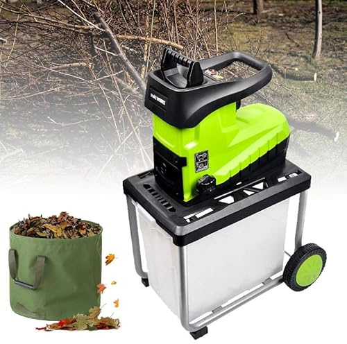 Elektrischer Gartenhäcksler mit 60L Auffangbox, Mulcher für Holz & Schmutz bis 45mm, inklusive Transportrollen & Laubsack für einfache Gartenreinigung