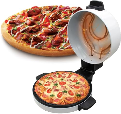 Horno De Pizza Eléctrico, Máquina para Hacer Pizza Casera De 12 Pulgadas, Cocción Rápida De 2000 Vatios, Placa Calefactora Antiadherente Multifunción, Diseño Seguro Y Antideslizante