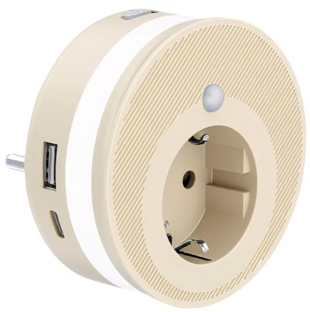 Nachtlicht Steckdose Mit Bewegungsmelder, LED Nachtlicht Mit Bewegungsmelder Und Steckdose 2x USB (1x USB C + 1x USB A) 2.4A weiß Ein/Aus/Auto Modus Schalter Automatischer Lichtsensor