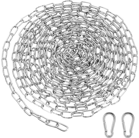 Edelstahlkette Meterware 3 mm, 3m Edelstahl Kette Mit Karabiner Stahlkette | Metall Kette Zum Aufhängen, Gliederkette Edelstahl Für Hundekette Ankerkette Wäschekette Schwenkkette