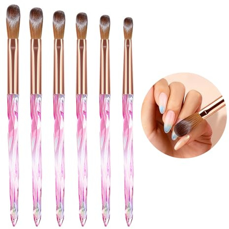 6PCS Acrylic Nail Brush Set - nail Art Brushes Size 4/6/8/10/12/14 - acrylic Powder Nail Brushes - nail Tools Set For acrylic Nails Extension & 3D Carving & Detailing Design