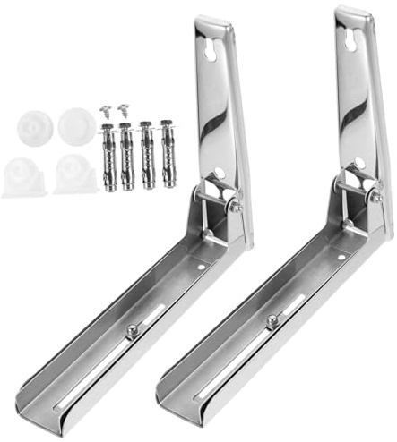 Garneck Edelstahl Mikrowellen Wandhalterung Klappbar Teleskopisch Rostfrei Platzsparend Einfach Montierbar Küchenregal zur Wandmontage für Mikrowellen und Backöfen Langlebig Kratzfest