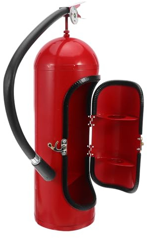 Luxshiny Scatola Rosso a Forma di Estintore Porta Bottiglie di Vino in Ferro e Plastica, Mobiletto Freestanding Creativo per Dispensa e Bar di Casa