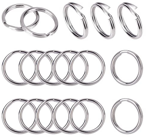 PH PandaHall 50pcs Keyring Rings, 2cm 304 Stainless Steel Split Rings Gift Tag Connectors for Keychains Car Home Keys Pet ID Rings Pendants Jewellery Making DIY Crafts Lanyards