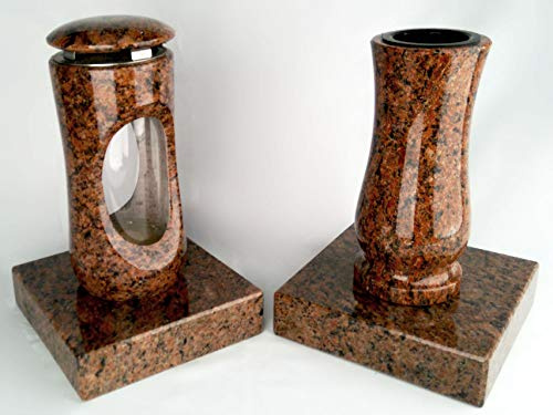 Designgrab Design Petite lampe funéraire avec vase et 2 bases en granit Vanga