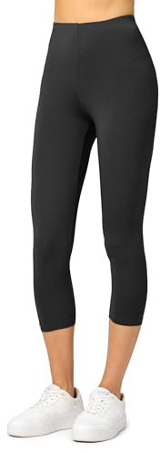 Merry Style Damen Leggings 3/4 Capri Leggings aus Viskose MS10-144 (Schwarz, L)