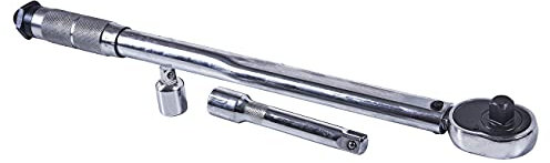 Amtech I8115 1/2 inch Torque Wrench Set, 3 Pieces Includes Adaptor and Extension Bar, Strong Vanadium Steel Plus Storage Case