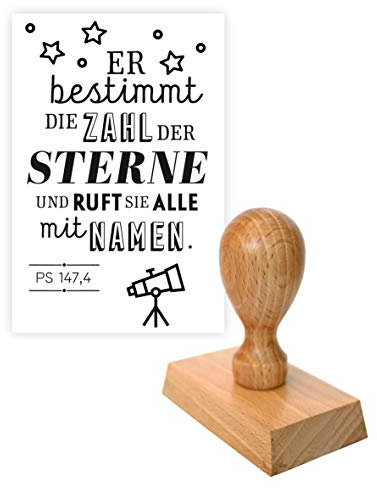 Stempel: Er bestimmt die Zahl der Sterne und ruft sie alle mit Namen. (Ps 147,4)
