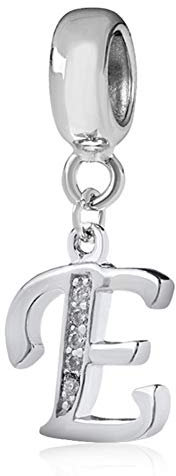 Breloque lettre en argent sterling 925 avec lettre de l'alphabet pour bracelet Pandora E