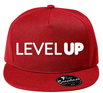 Baumwolle Level up Baseball Cap, Basecap - Unisex Kappen, Sport, Reisen, Style - Baseballkappe Kappe, Mütze (412-Cap5P-7Rot)