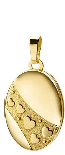 Medaillon oval mit Herzen 333 Gold Muttertag Valentinstag Liebe Schmuck Amulett von Haus der Herzen® mit Schmuck-Etui