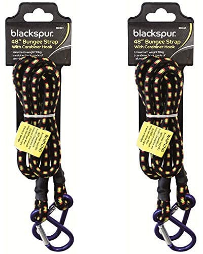 Garden Mile Heavy Duty Bungee Cords with Carabiner Clips | 48” Long Elastic Straps for Tarps, Bike Rack, Camping Gear, Luggage Straps, Roof Rack, Van Accessories, and Outdoor Essentials (2 Pcs)