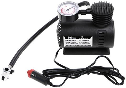 FlowerPEI Mini compresor de aire portátil multifuncional 300 PSI 12 V bomba de inflador eléctrico con medidor de presión para coche motocicleta bicicleta neumáticos inflables juguetes