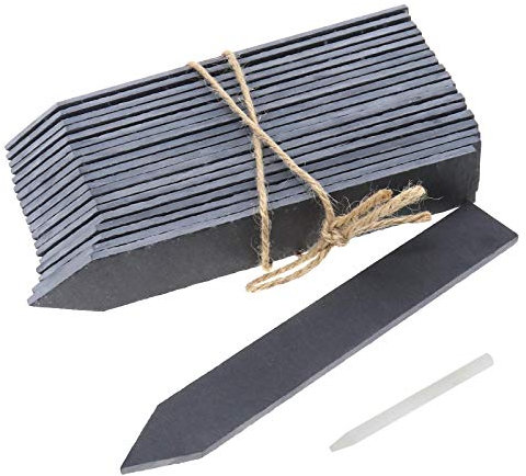 YINETTECH 20x Slate Chalkboard Set, with Slate Pencil for Garden Green House Pot Plant Seeds Seedling Label - 20.3x3cm