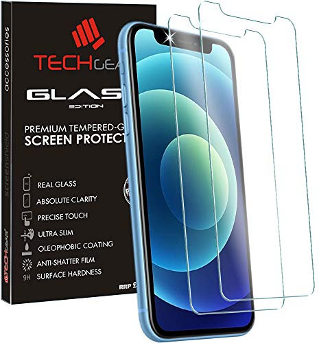 TECHGEAR [2 Pack GLASS Edition for iPhone 12 Mini 5.4, Tempered Glass Screen Protectors Cover [2.5D Round Edge] [9H Hardness] [Crystal Clarity] [Scratch-Resistant] [No-Bubble]