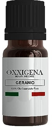 Oxxigena - Olio Essenziale di Geranio - 10 ml - Made in Italy - Puro al 100%, Naturale, Vegano, senza OGM - Ideale per Aromaterapia, Miscele da Massaggio