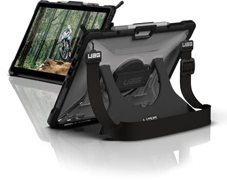 URBAN ARMOR GEAR UAG Designed for Microsoft Surface Pro 8 Case Plasma w/Hand Strap & Shoulder Strap Feather-Light Translucent Rugged Military Drop Tested Protective Cover, Ice