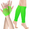 SATINIOR Neon Stulpen Damen 80er Fischnetz Handschuhe Neon Stulpen Grün Stulpen Grün Damen und Neon Beinstulpen Grün Damen Neon Strümpfe Grün Neon Body Damen 80er (Fluoreszierend Grün)