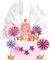 Doyomtoy Decoración para tartas de cumpleaños, corona de ángel, estrellas, alas de ángel, decoración para tartas, decoración para tartas Happy Birthday topper,nube y estrellas