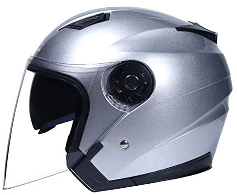 JWKJ Adulte Casque de Moto Vintage, 3/4 Casque de Moto Ouvert avec Visiere et Boucle à dégagement Rapide, Casque Moto Jet pour 4 Seasons Cruiser Chopper Scooter, ECE Homologué