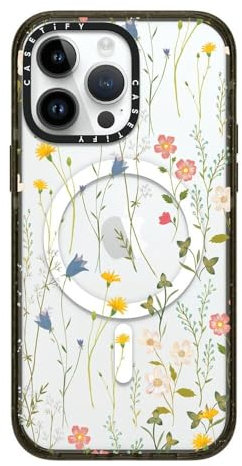 CASETiFY Impact iPhone 14 Pro Max Case [4X Military Grade Drop Tested / 8.2ft Drop Protection/Compatible with Magsafe] - Dreamy Floral Pattern - Glossy Black