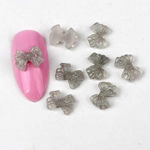 100 UNIDS Mini Resina Transparente Jelly Bow Knot 3D Charms Nail Rhinestones for DIY Nails Art Decoraciones Diamante de imitación de Cristal para Mejorar Las (Color : Gray, Size : 6X8mm/0.23 * 0.31in